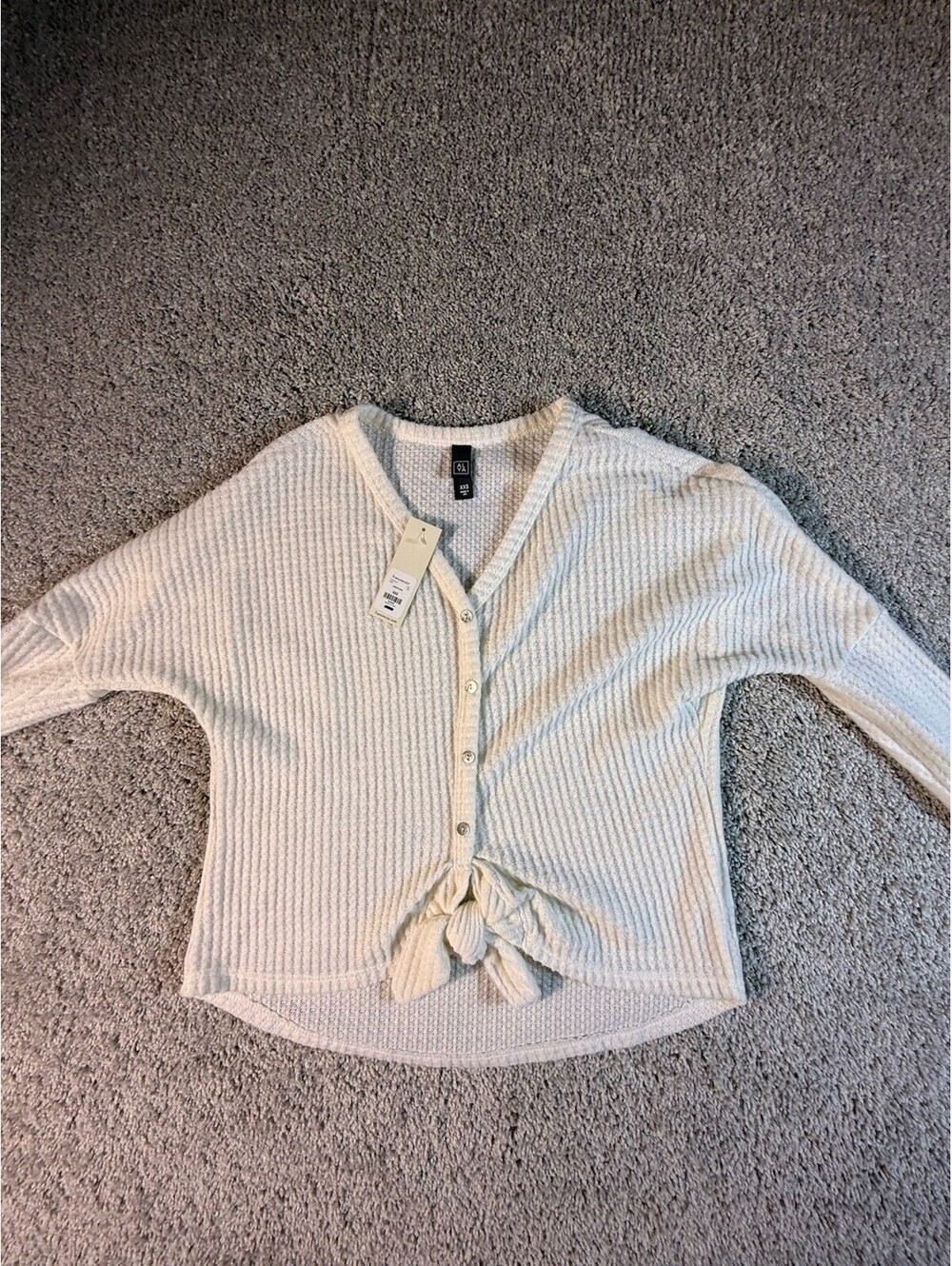 Alya Knit Sweater Ivory XXS NWT V Neck Button